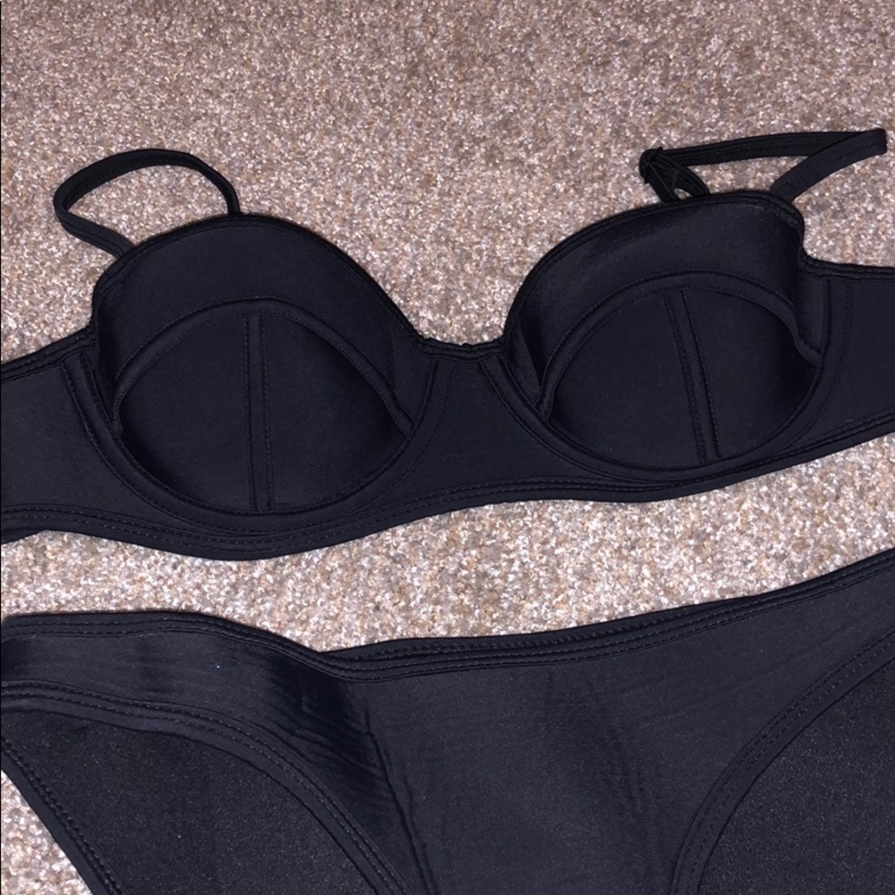Black Neoprene swimsuit (with straps)